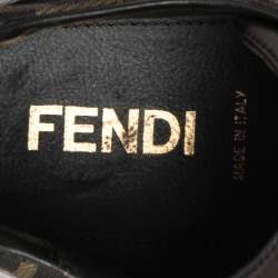 Fendi Tobacco Zucca Canvas And Leather Velcro Strap Sneakers Size 41