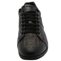 Pre Owned Fendi Brown/Black Zucca Logo Sneakers Size EU 46