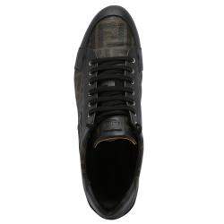 Pre Owned Fendi Brown/Black Zucca Logo Sneakers Size EU 46