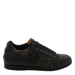 Pre Owned Fendi Brown/Black Zucca Logo Sneakers Size EU 46