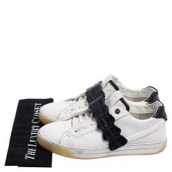 Fendi White/Brown  Leather And Croc Strap Low Top Sneakers Size 40