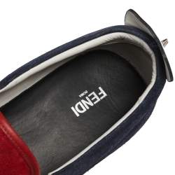 Fendi Multicolor Leather And Suede Trim Monster Slip On Sneakers Size 42