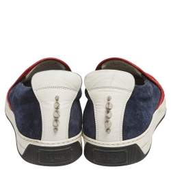 Fendi Multicolor Leather And Suede Trim Monster Slip On Sneakers Size 42