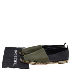 Fendi Green/Black Leather Slip On Espadrille Size 43