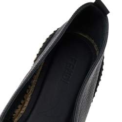 Fendi Green/Black Leather Slip On Espadrille Size 43