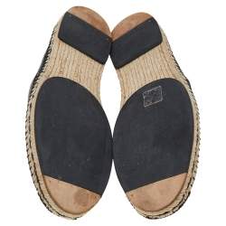 Fendi Green/Black Leather Slip On Espadrille Size 43