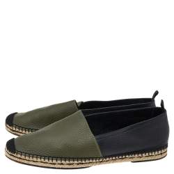 Fendi Green/Black Leather Slip On Espadrille Size 43