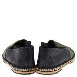 Fendi Green/Black Leather Slip On Espadrille Size 43