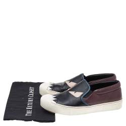 Fendi Multicolor Leather Monster Slip On Sneakers Size 39