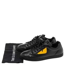 Fendi Black Leather Monster  Slip On Sneakers Size 42
