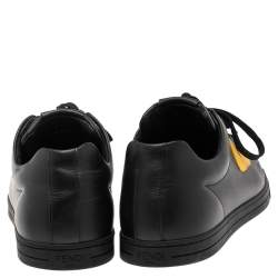 Fendi Black Leather Monster  Slip On Sneakers Size 42