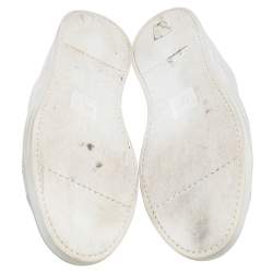 مملوكة مسبقًا Fendi White Leather FF Logo Cross Band Slip-On Sneakers Size 43