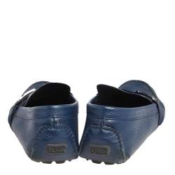 Fendi Blue Leather Slip On Loafers Size 42