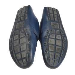 Fendi Blue Leather Slip On Loafers Size 42
