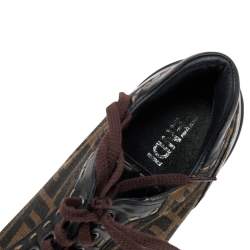 Fendi Brown Zucca Canvas And Leather Trim Low Top Sneakers Size 40.5