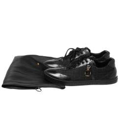 Fendi Black Zucca Canvas and Leather Low Top Sneakers Size 41