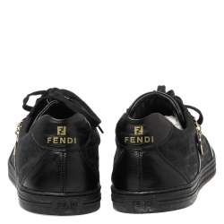 Fendi Black Zucca Canvas and Leather Low Top Sneakers Size 41