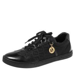 Fendi Black Zucca Canvas and Leather Low Top Sneakers Size 41