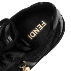 Fendi Black Zucca Canvas and Leather Low Top Sneakers Size 41