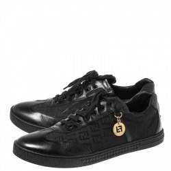 Fendi Black Zucca Canvas and Leather Low Top Sneakers Size 41