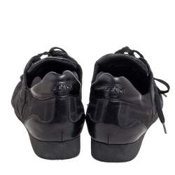 Fendi Black Zucca Canvas and Leather Trim Low-Top Sneakers Size 41