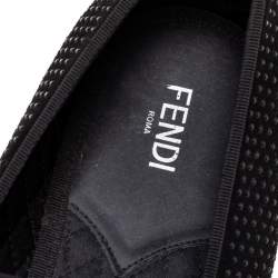 Fendi Black Crystals Embellished Suede Monster Smoking Slippers Size 43