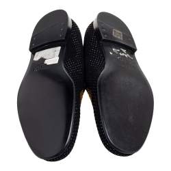Fendi Black Crystals Embellished Suede Monster Smoking Slippers Size 43
