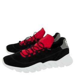 Fendi Black Suede And Leather  Lace Up  Sneakers Size 42