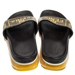 Pre Owned Fendi Brown Canvas Logo Print Slide Sandals Size 43