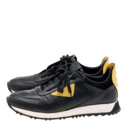 Fendi Black/Yellow Leather Monster Eyes Studded Low Top Sneakers Size 44