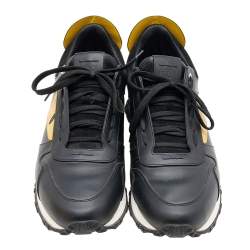 Fendi Black/Yellow Leather Monster Eyes Studded Low Top Sneakers Size 44