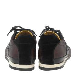 Fendi Black/Burgundy Zucca Canvas and Leather Low Top Sneakers Size 41.5