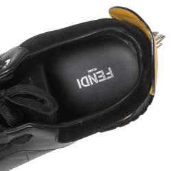 Fendi Black/Yellow Leather Monster Eye Studded Low-Top Sneakers Size 42