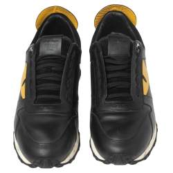 Fendi Black/Yellow Leather Monster Eye Studded Low-Top Sneakers Size 42