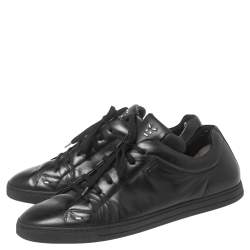 Pre Owned Fendi Black Leather Lace Up Sneakers Size 43