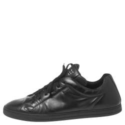 Pre Owned Fendi Black Leather Lace Up Sneakers Size 43