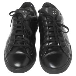 Pre Owned Fendi Black Leather Lace Up Sneakers Size 43