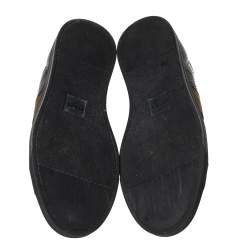 Fendi Black/Brown Leather FF Embroidered  Low Top Sneakers 44