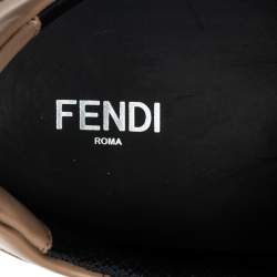 Fendi Black/Brown Leather FF Embroidered  Low Top Sneakers 44