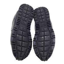 Pre Owned حذاء رياضي فندي عنق منخفض ترصيع موناستر آي سويدي وجلد أصفر / أسود مقاس 42