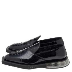 Fendi Black Patent Leather Slip On Loafers Size 40