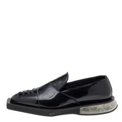Fendi Black Patent Leather Slip On Loafers Size 40