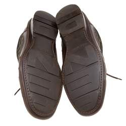 Fendi Brown Leather And Zucca Canvas Low Top Sneakers Size 42.5