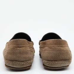 Fendi Brown Suede Logo Embellished Slip on Loafers Size 41