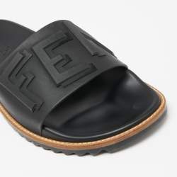 Pre Owned Fendi Black Rubber Flat Sandals Size 41