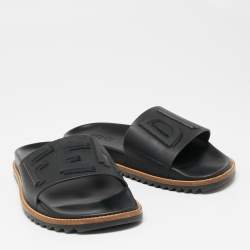 Pre Owned Fendi Black Rubber Flat Sandals Size 41