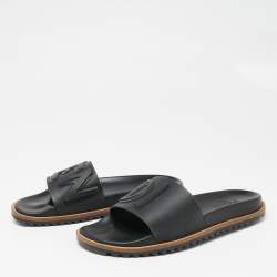 Pre Owned Fendi Black Rubber Flat Sandals Size 41