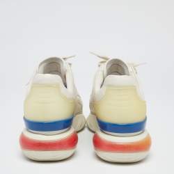 Fendi X Fendi Fila Cream Leather Mania Logo Low Top Sneakers Size 43