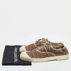 Pre Owned Fendi Beige/Brown Zucca Canvas Low Top Sneakers Size 43