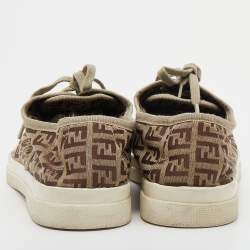 Pre Owned Fendi Beige/Brown Zucca Canvas Low Top Sneakers Size 43